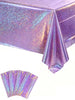 1/2 Pack Purple Laser Holographic Disposable Tablecloth, 137*274/220cm Shiny Color-Changing Table Cover, Suitable For Birthday Party Wedding Decor, Baby Shower Party Decor, Aluminum Foil Material Party Birthday Decor, Wedding Party Backdrop Decor