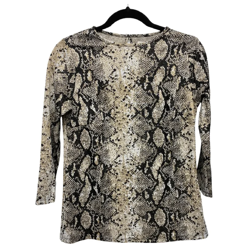 Top Long Sleeve By Van Heusen In Snakeskin Print, Size: Xs