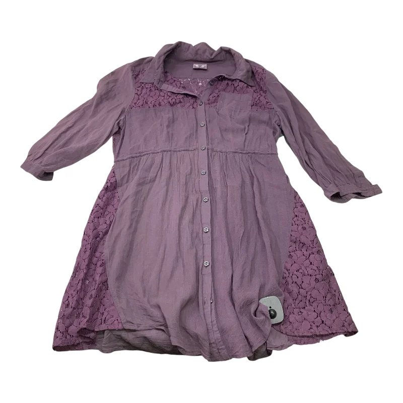 Tunic Long Sleeve By Free People In Purple, Size: L