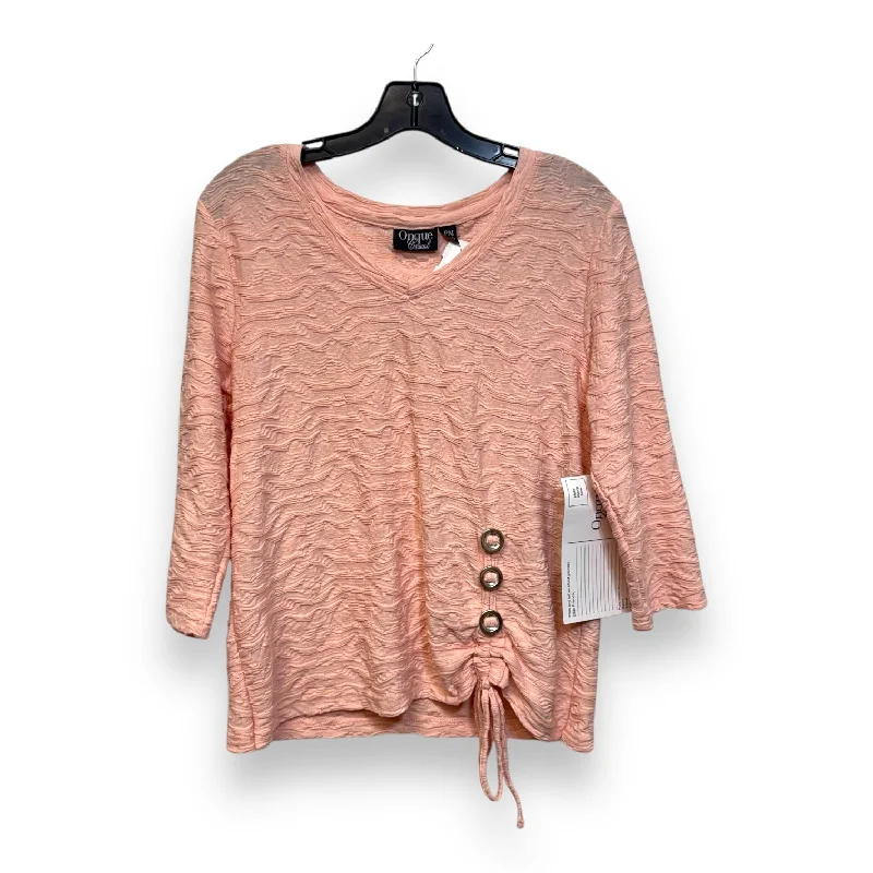 Top Long Sleeve By Onque In Peach, Size: Mp