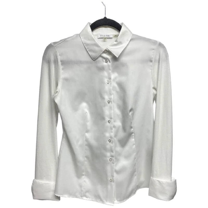 Top Long Sleeve By Calvin Klein In White, Size: Xs