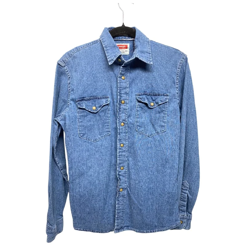 Top Long Sleeve By Wrangler In Blue Denim, Size: S