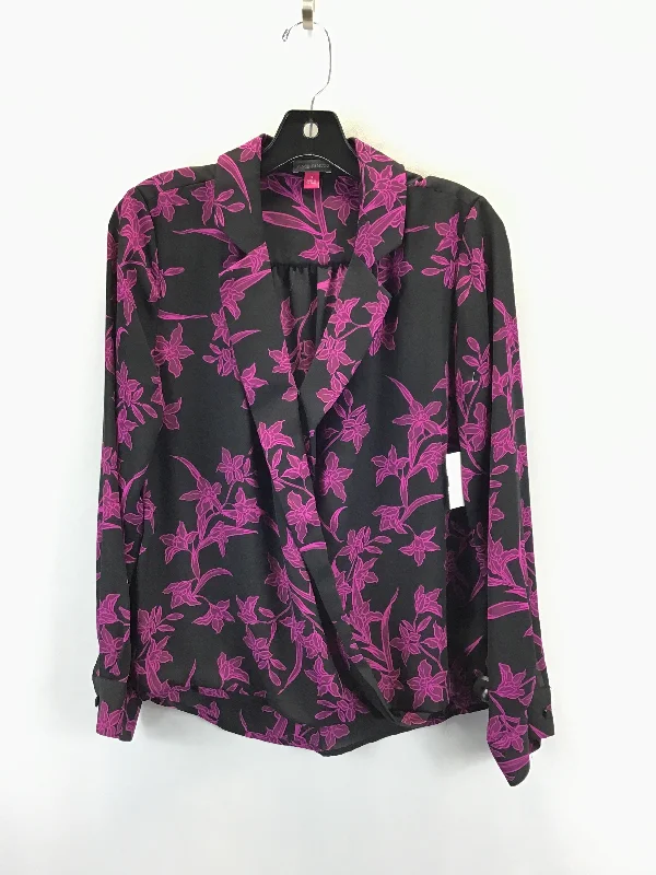 Top Long Sleeve By Vince Camuto In Black & Purple, Size: S