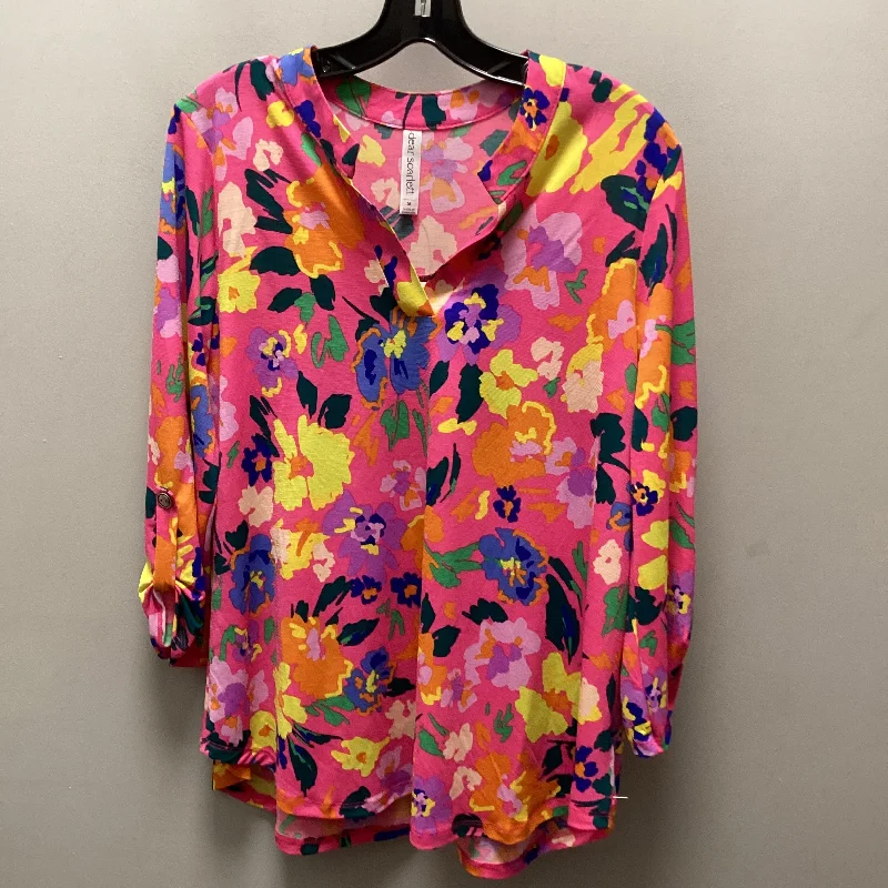 Top 3/4 Sleeve By DEAR SCARLETT In Pink, Size: M