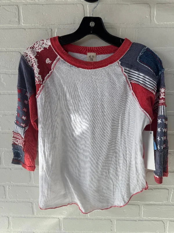 Top 3/4 Sleeve By We The Free In Blue & Red & White, Size: Xs