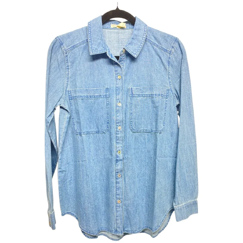 Top Long Sleeve By Eileen Fisher In Blue Denim, Size: Xs