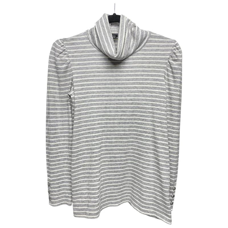 Top Long Sleeve By Talbots In Grey & White, Size: Xs