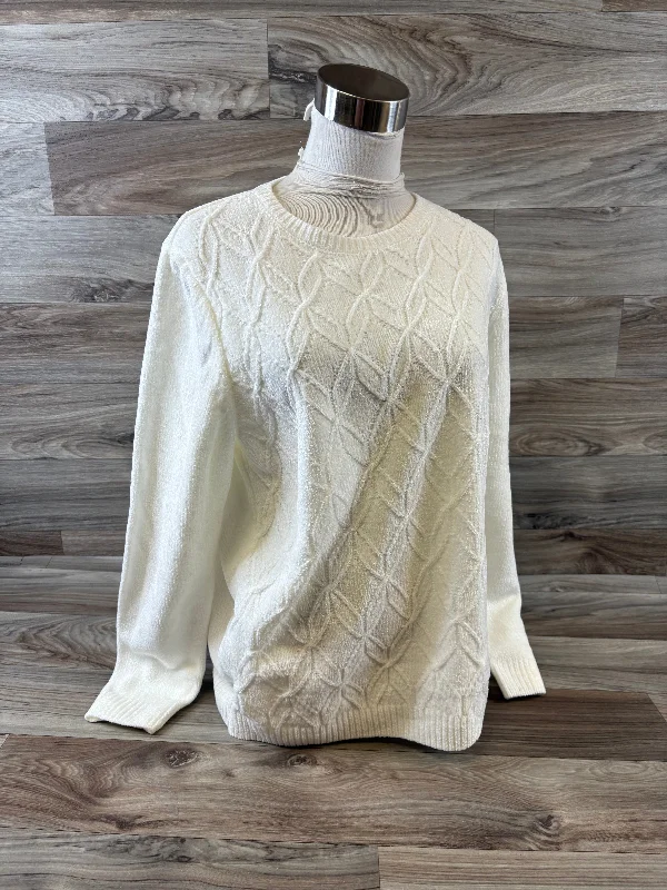 Top Long Sleeve By Alfred Dunner In White, Size: S