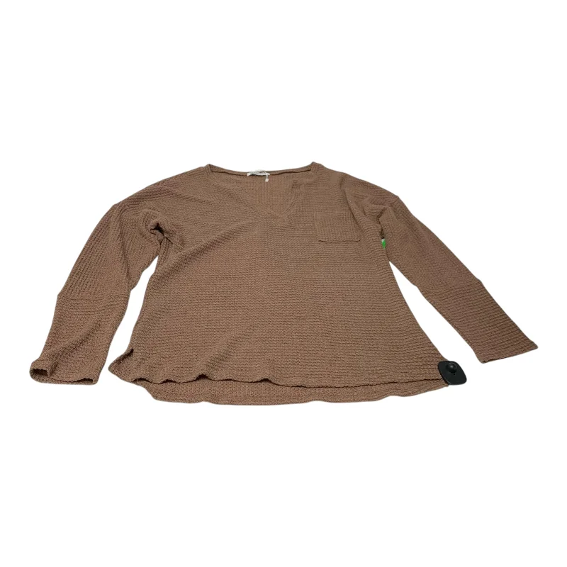 Top Long Sleeve By Pink M Style In Brown, Size: M