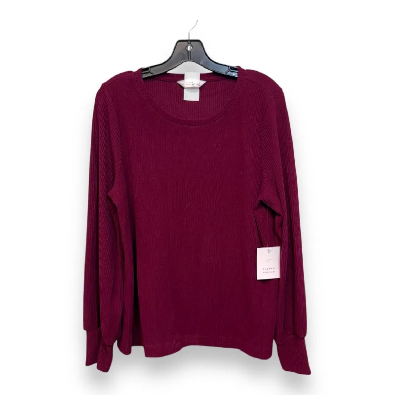 Top Long Sleeve By Lc Lauren Conrad In Maroon, Size: L