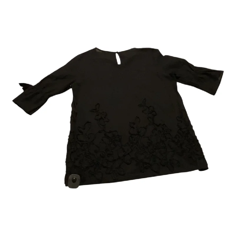 Top 3/4 Sleeve By Pleione In Black, Size: S