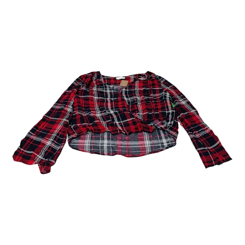 Top Long Sleeve By Vestique In Plaid Pattern, Size: M