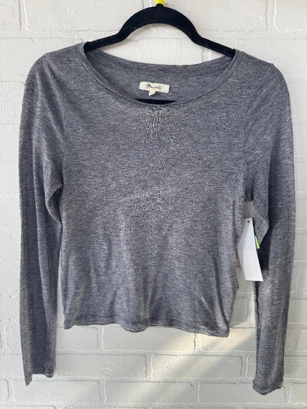 Top Long Sleeve Basic By Madewell In Grey, Size: M