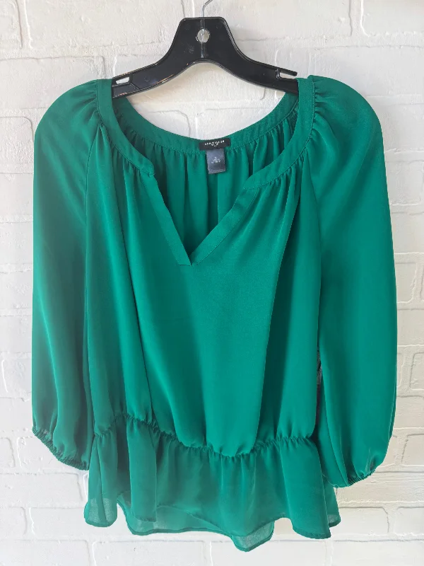 Top 3/4 Sleeve By Ann Taylor In Green, Size: M