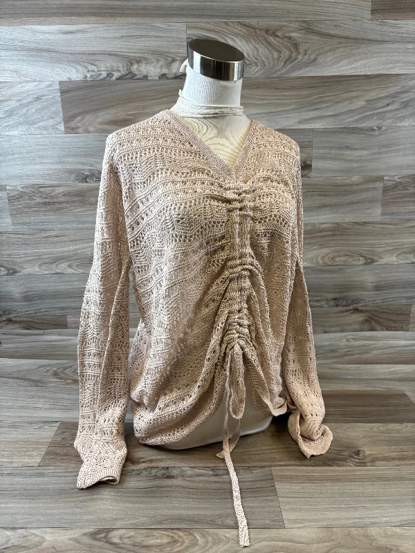 Top Long Sleeve By Cmf In Tan, Size: L