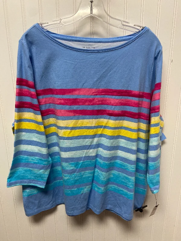 Top Long Sleeve Basic By Talbots In Blue & Pink, Size: 2x