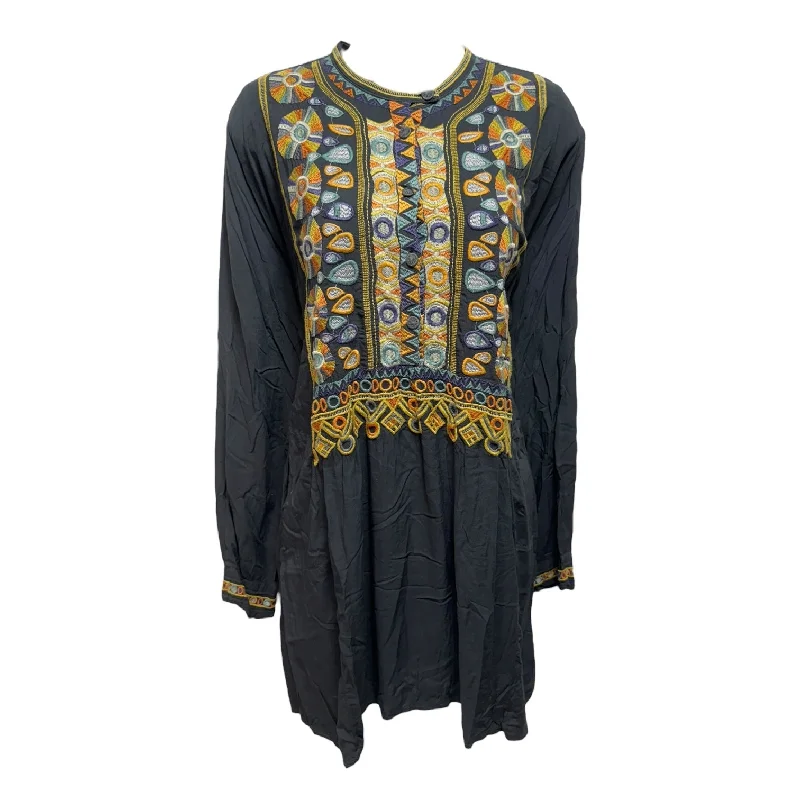 Embroidered Tunic Long Sleeve By Johnny Was In Grey, Size: S