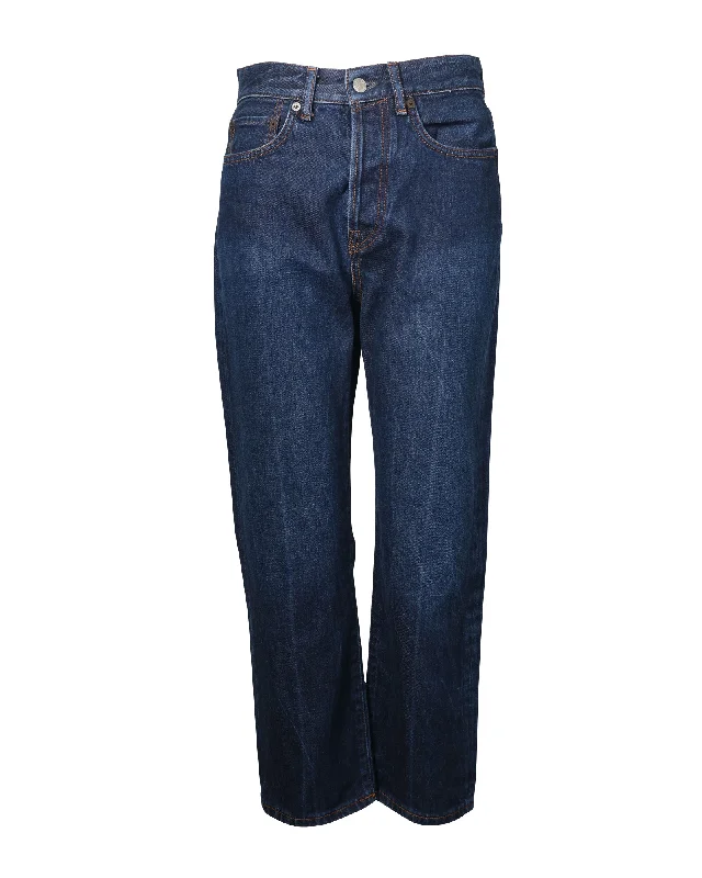 Acne Studios Straight Cut Jeans in Blue Cotton