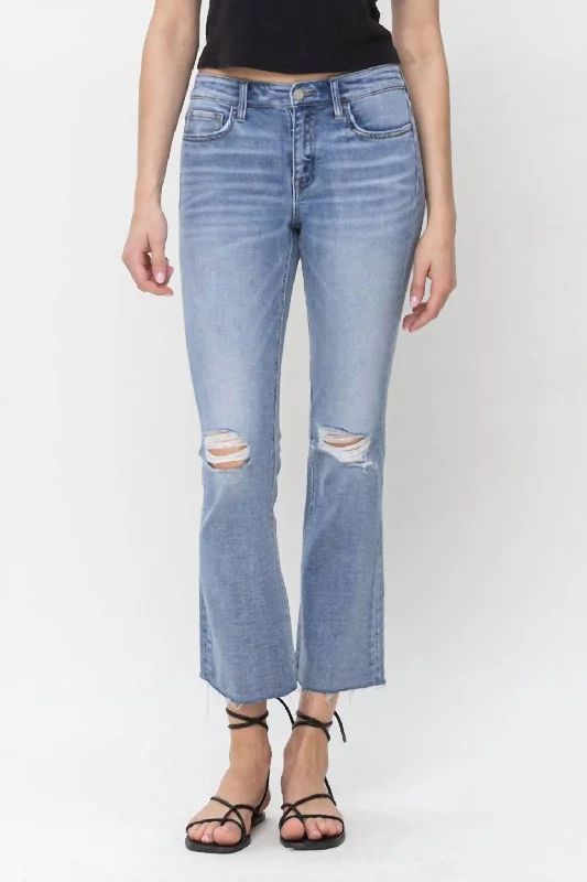 Alice Mid Rise Kick Crop Flare In Light Wash