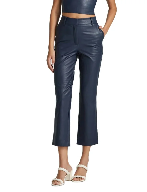 Faux Leather 7/8 Trouser In Navy