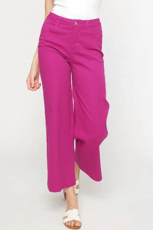 My Story Wide Leg Pants In Magenta