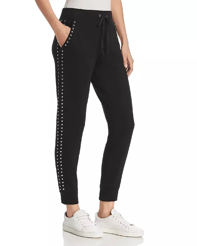 Studded Jogger Pants In Black