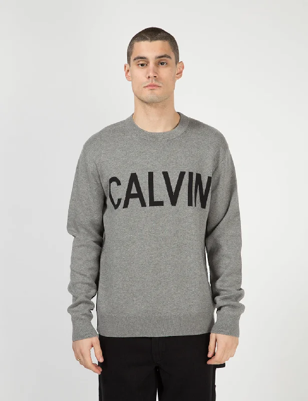 Calvin Klein Calvin Crew Neck Sweatshirt- Grey Heather/Black