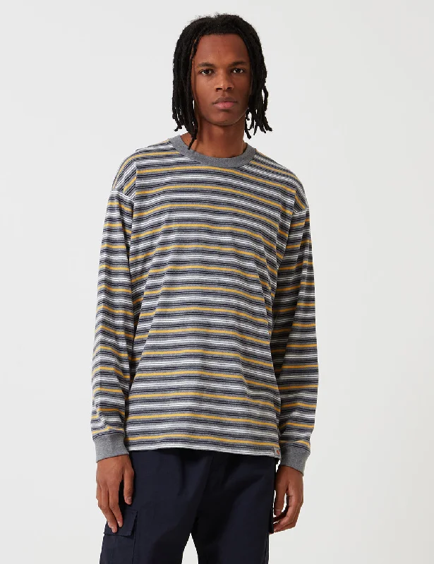 Carhartt-WIP Long Sleeve Korte Stripe Shirt - Dark Grey Heather