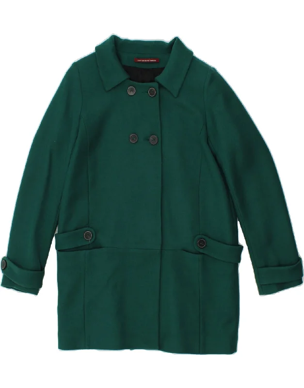 COMPTOIR DES COTONNIERS Womens Double Breasted Coat IT 40 Small Green Wool