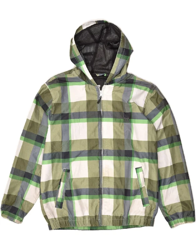 DC Womens Hooded Rain Jacket UK 16 Large Green Check