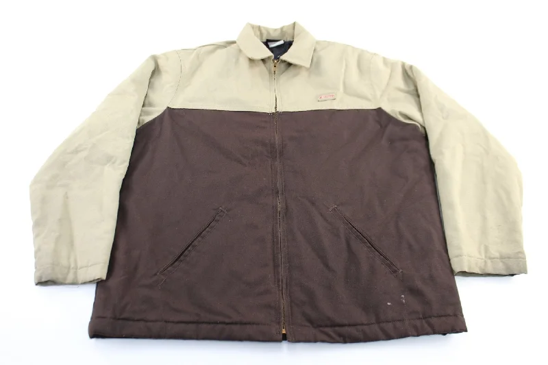 Dickie's Logo Patch Brown & Tan Zip Up Jacket