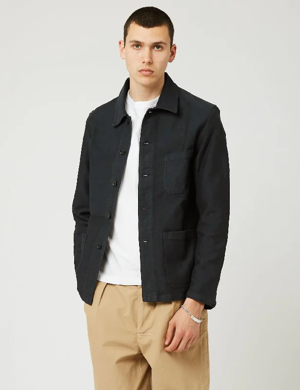 Vetra French Workwear Jacket (Moleskin) - Black