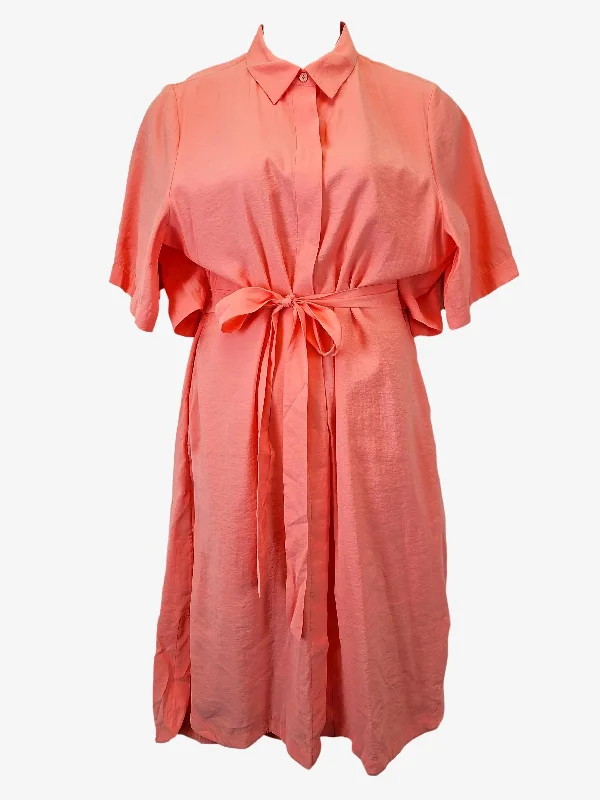 Cos Classy Salmon Shirt Midi Dress Size 16