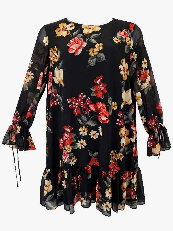 Veronika Maine Soft Frilled Floral Midi Dress Size 14