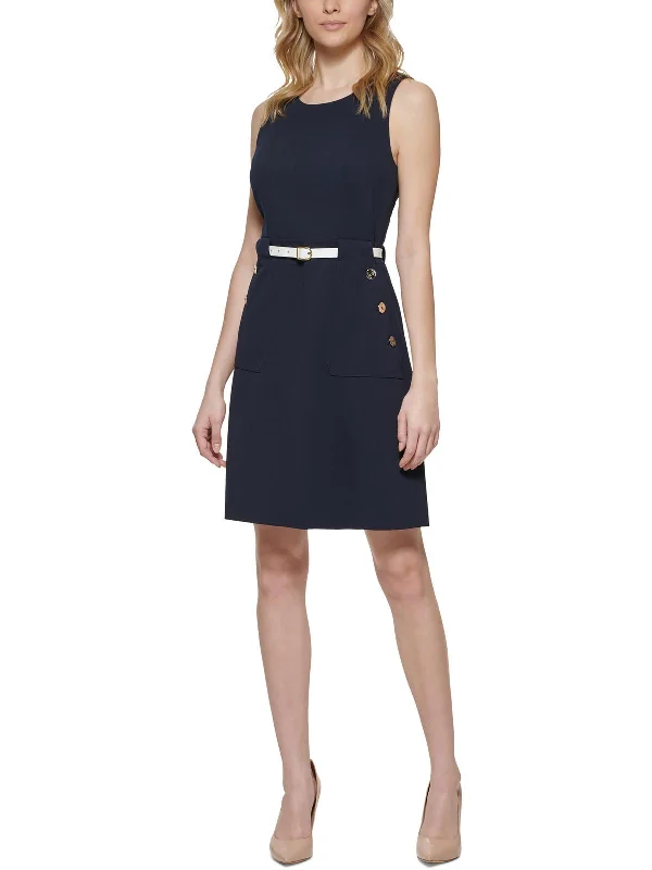 Petites Womens Work Mini Sheath Dress