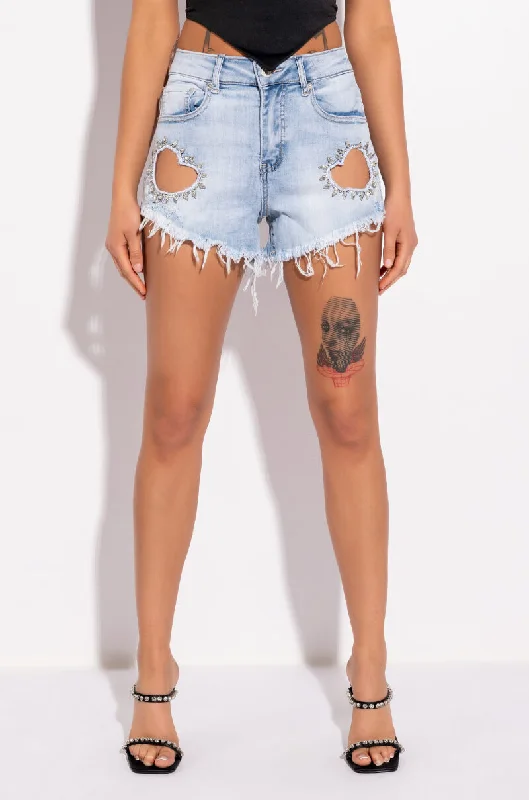 ALL ABOUT HEARTS DENIM SHORTS