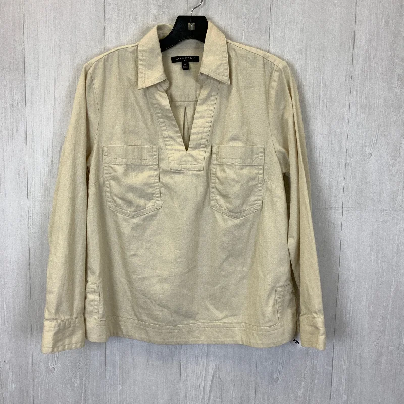 Blouse Long Sleeve By Banana Republic In Cream Denim, Size: M