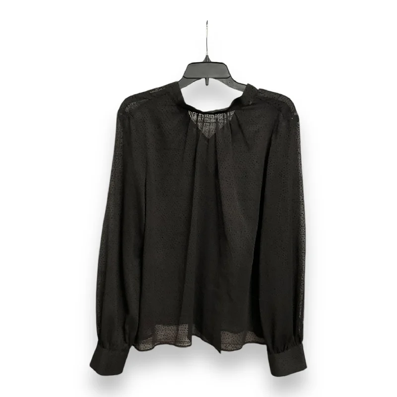 Blouse Long Sleeve By Chelsea 28 In Black, Size: L