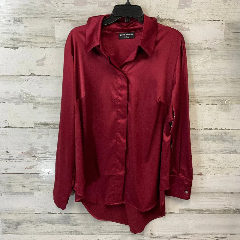 Blouse Long Sleeve By Lane Bryant In Red, Size: 2x