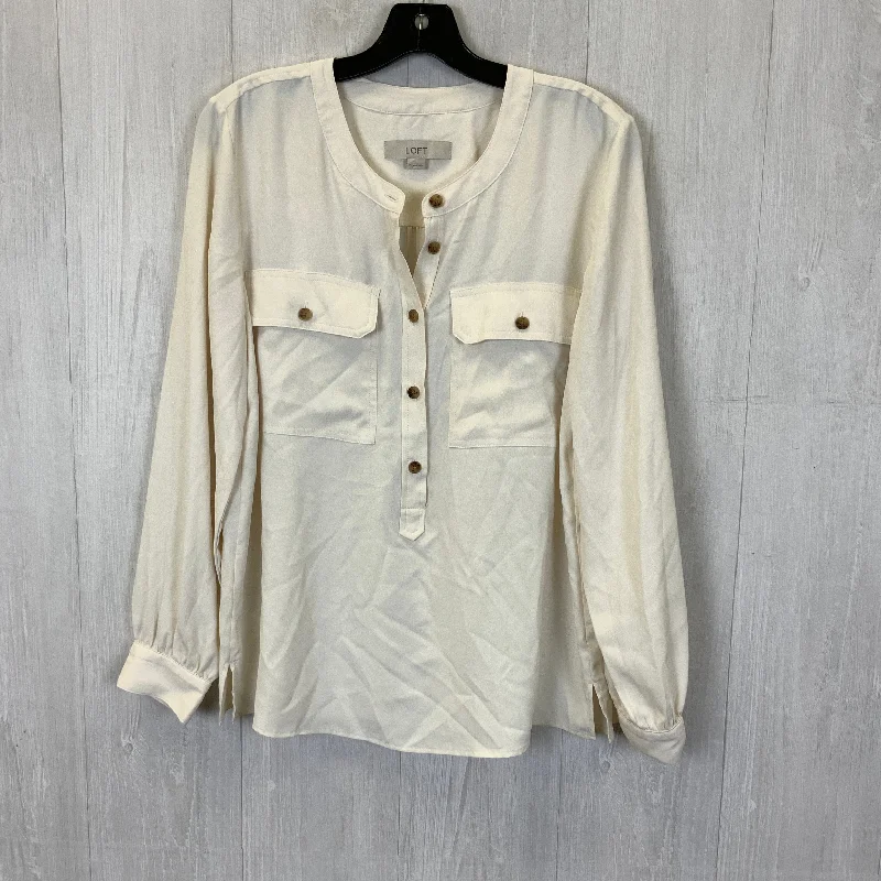 Blouse Long Sleeve By Loft In Cream, Size: M