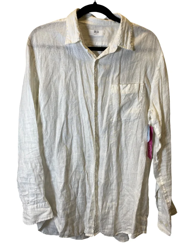 Blouse Long Sleeve By Uniqlo In White, Size: Xl