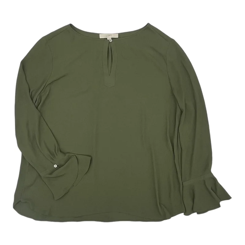 Blouse Ls By Loft In Green, Size:Xl