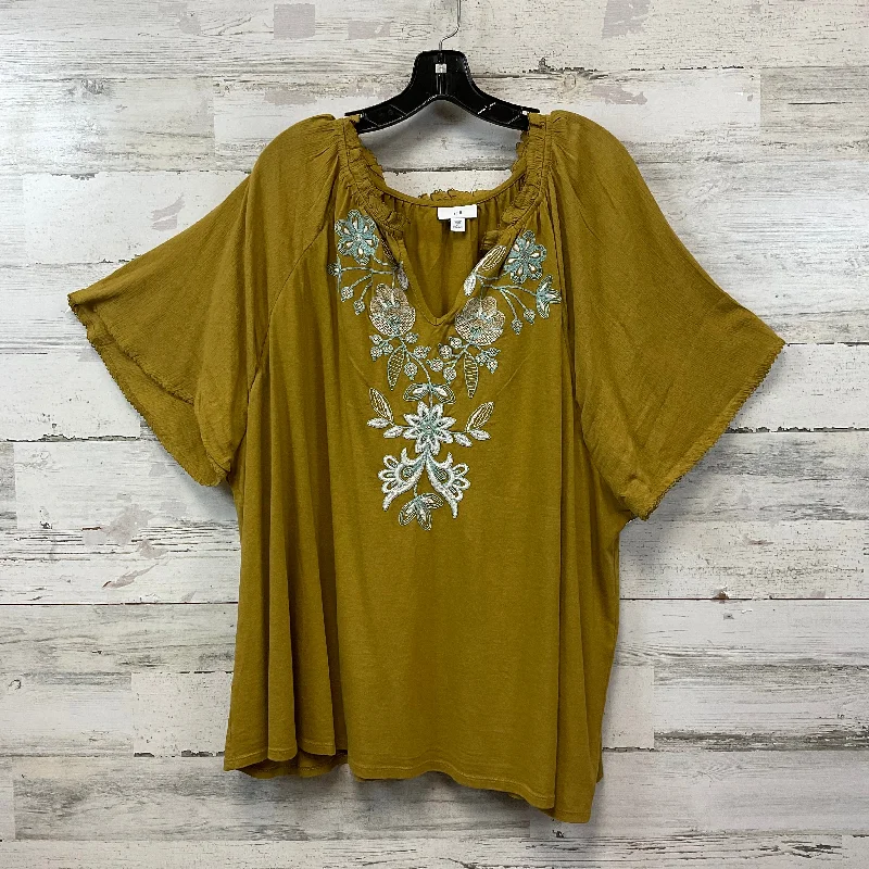 Blouse Short Sleeve By J. Jill In Green, Size: 4x