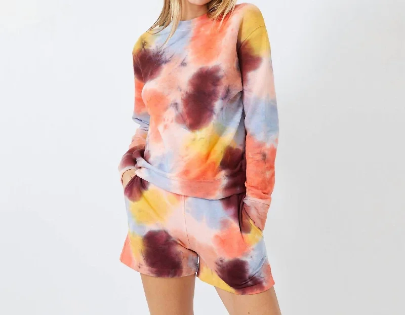 Coral Reef Tie Dye Boyfriend Sweatshirt In Multi