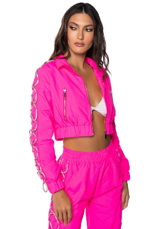 DIAMOND LACE UP TRACK JACKET