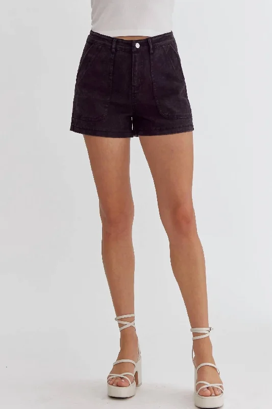 High Waisted Denim Shorts In Black