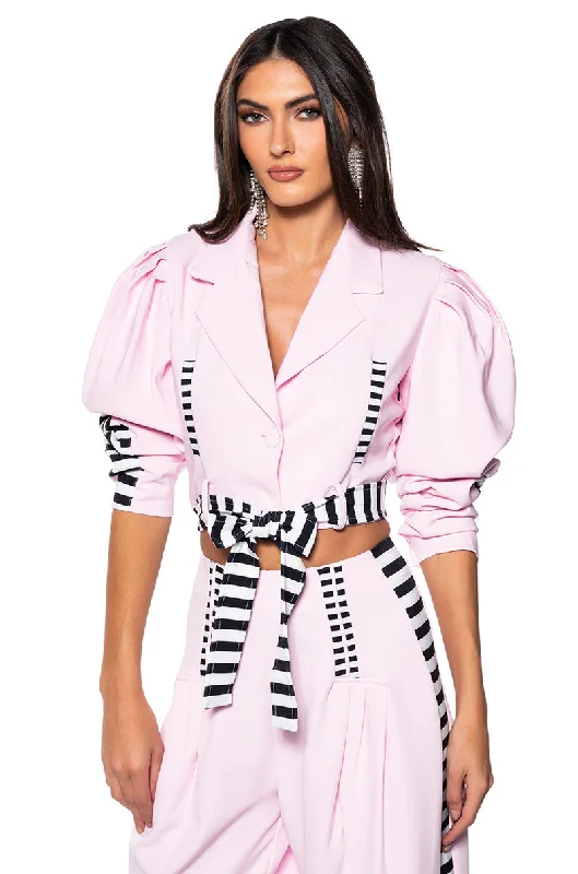 HOT GIRL STRIPED CROP BLAZER