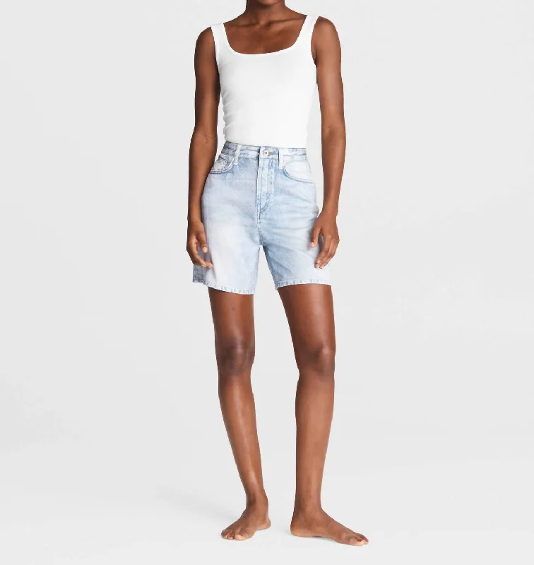 Maya Liquid High Waist Denim Shorts In Luna