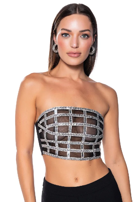 PREMIER RHINESTONE MESH PANEL BUSTIER