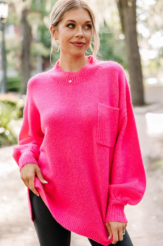 As It Happens Fuchsia Pink Bubble Sleeve Sweater